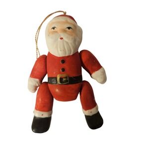 Vintage Articulated Santa Claus Ornament Taiwan Christmas Tree Decoration